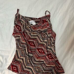 Vintage Pattern Cowl Neck Top